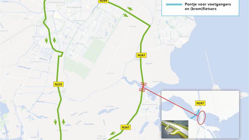 Afsluiting N247 voor verwijderen tijdelijke hulpbruggen gemaal Monnickendam