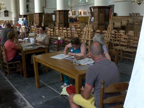 Koeienschilder Ruud Spil geeft workshop in de Broeker Kerk